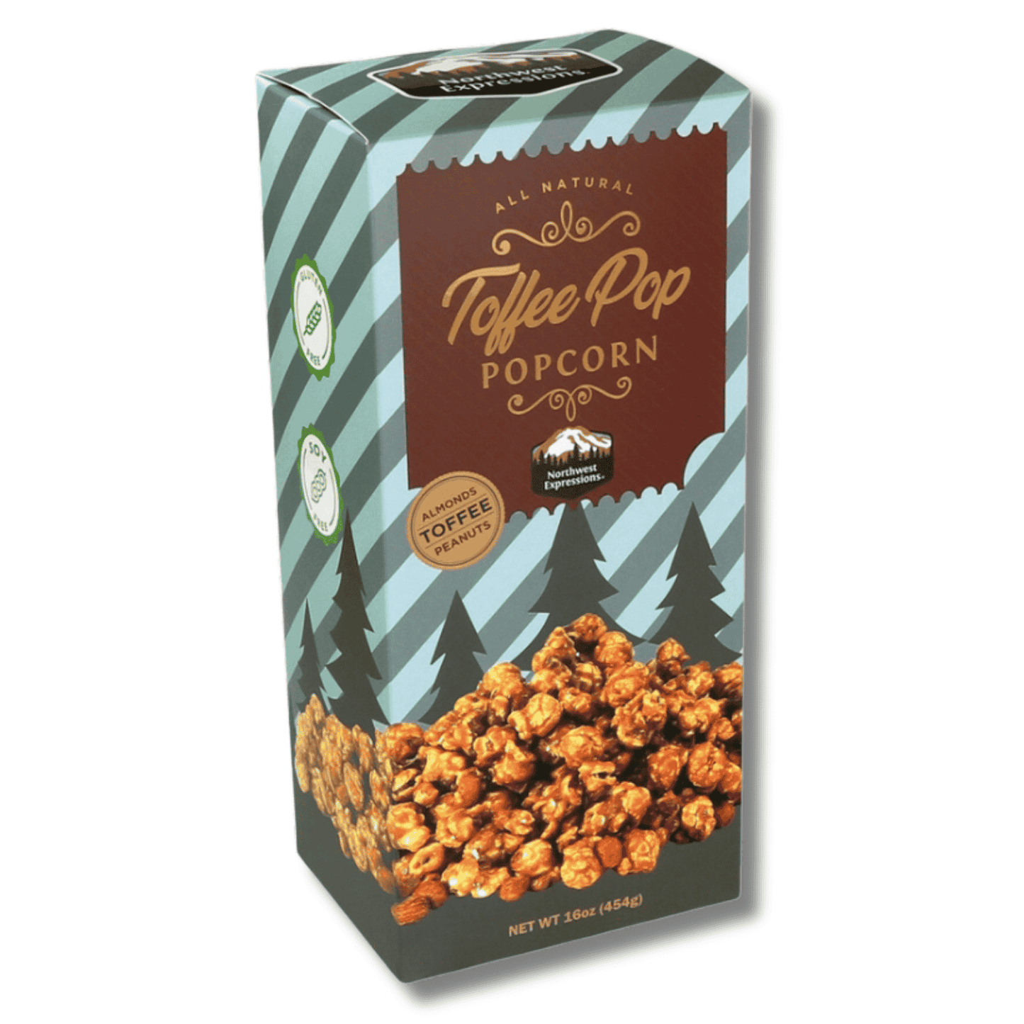 Artisan toffee popcorn made in small batches with a rich butter crunch almond toffee coating, peanuts, and fluffy popcorn. A delicious, all-natural, gluten-free gourmet gift made in the USA. Perfect for sharing or gifting.