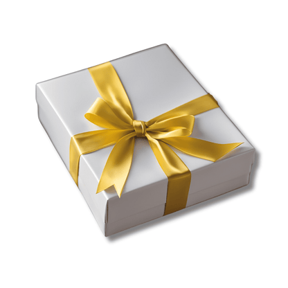 the cheerful delights gift box comes in a signature white soft touch gift box with yellow satin hand tied bow by Apple Blossom Gift Baskets Seattle, WA